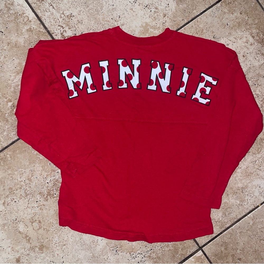 Disney Red Long-Sleeve Minnie Top with White Polka-Dot Lettering